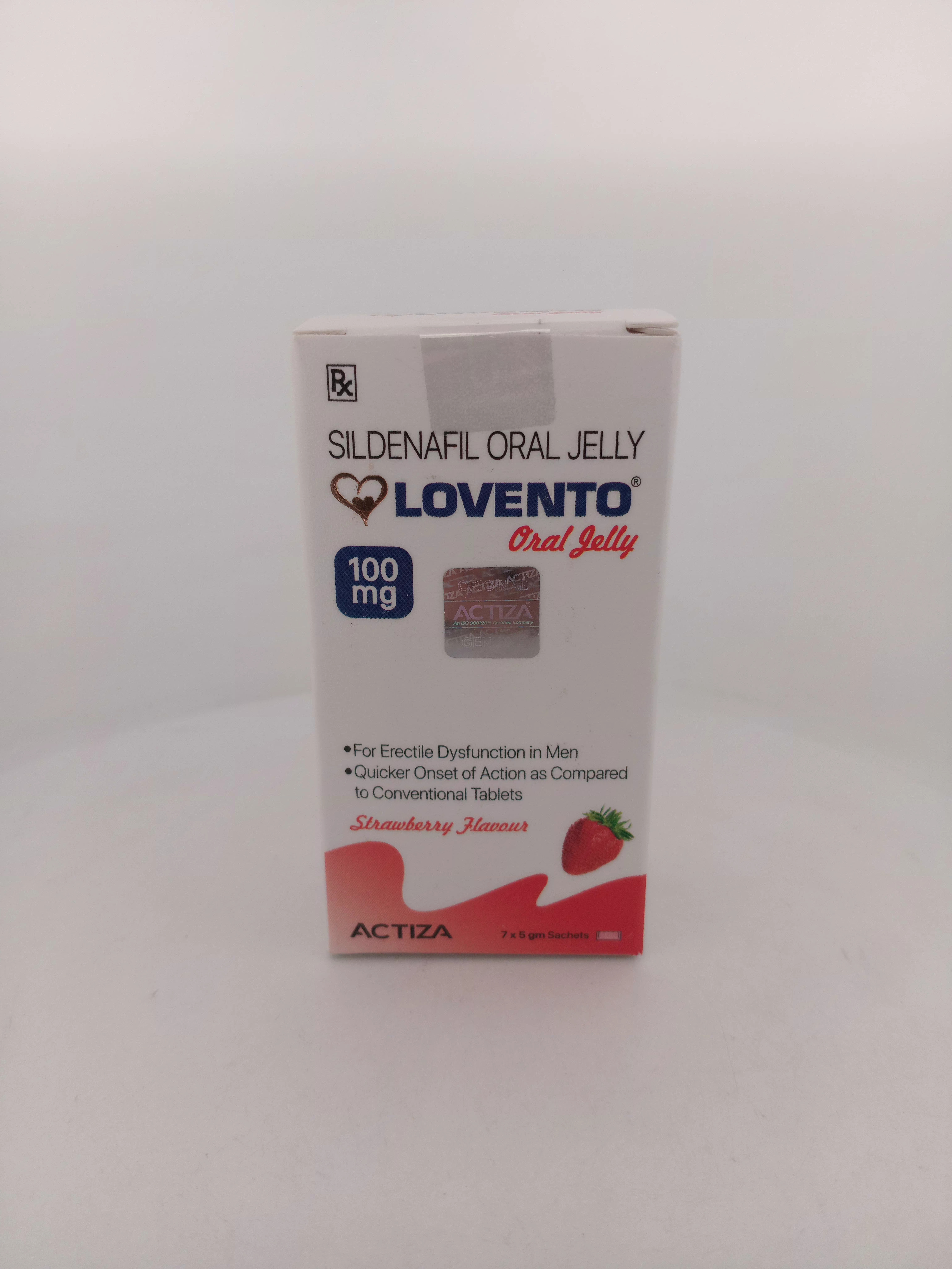LOVENTO ORAL JELLY(Strawberry Flavour) (SILDENAFIL ORAL JELLY 100MG) - 7 Sachet Pack