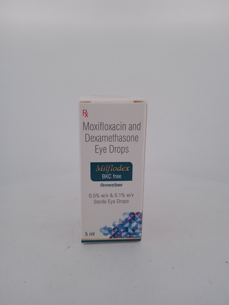 MILFLODEX BKC FREE EYE DROPS 5ML | Moxifloxacin & Dexamethasone.