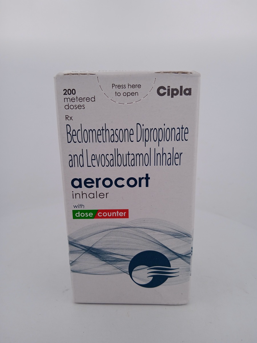 AEROCORT 50MCG+50MCG INHALER | Beclometasone & Levosalbutamol.