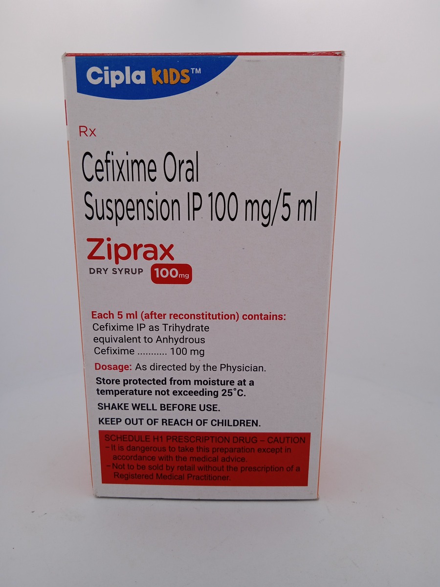ZIPRAX DRY SYRUP 100 MG | Cefixime Oral Suspension 30 ml.