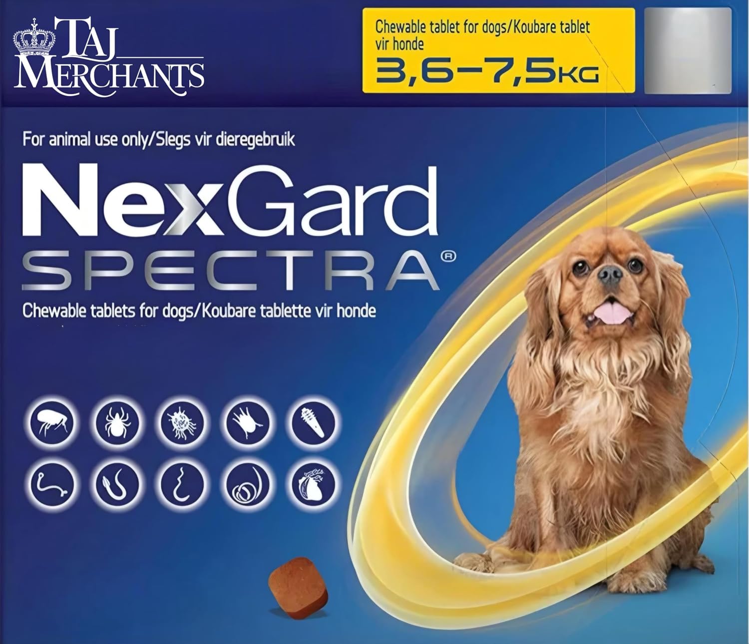 SPECTRA FOR DOGS 3.5–7.5 KG (Afoxolaner + Milbemycin Oxime) - 3 Tablet Pack