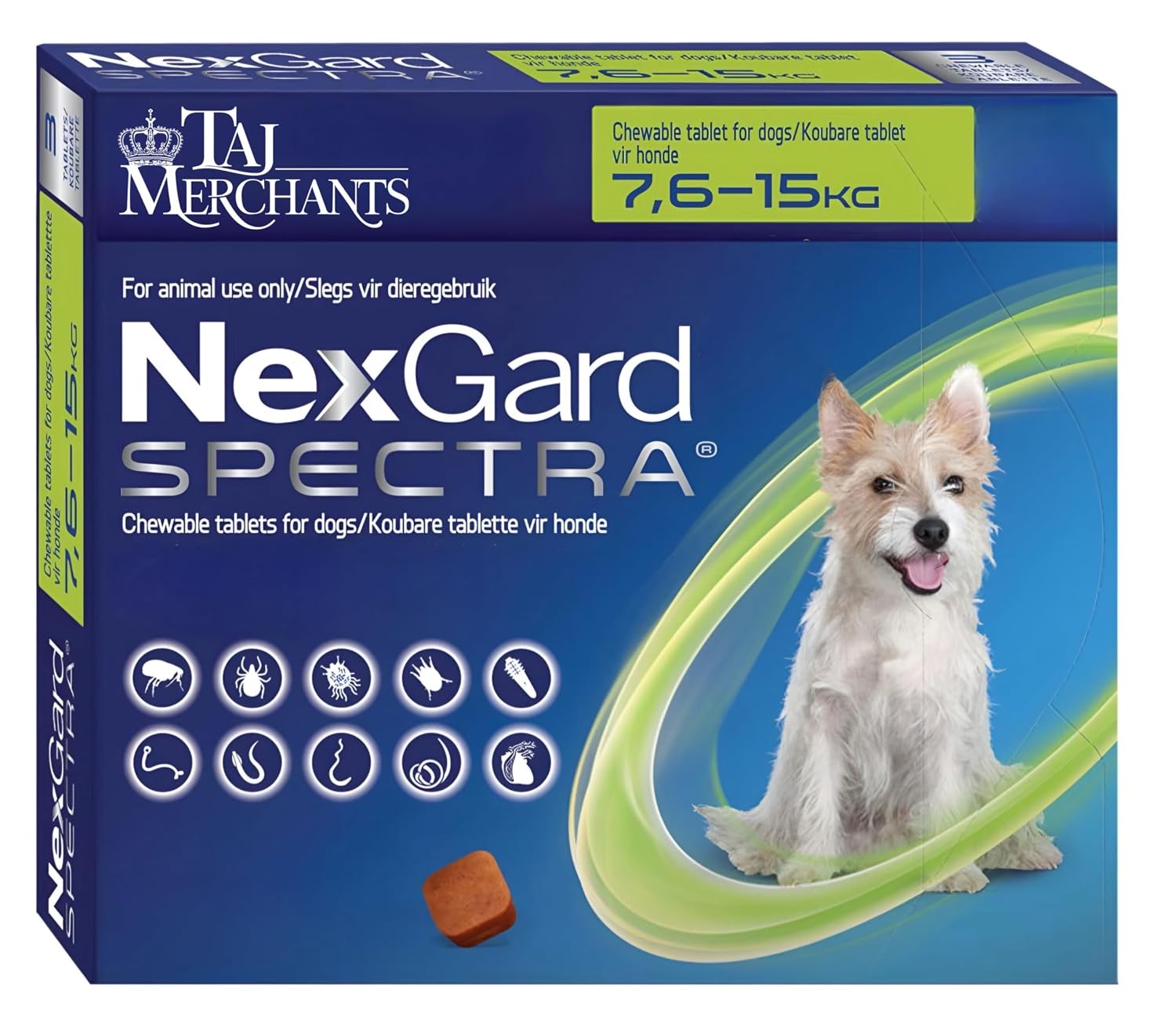 SPECTRA FOR DOGS 7.5–15 KG (Afoxolaner + Milbemycin Oxime) - 3 Tablet Pack