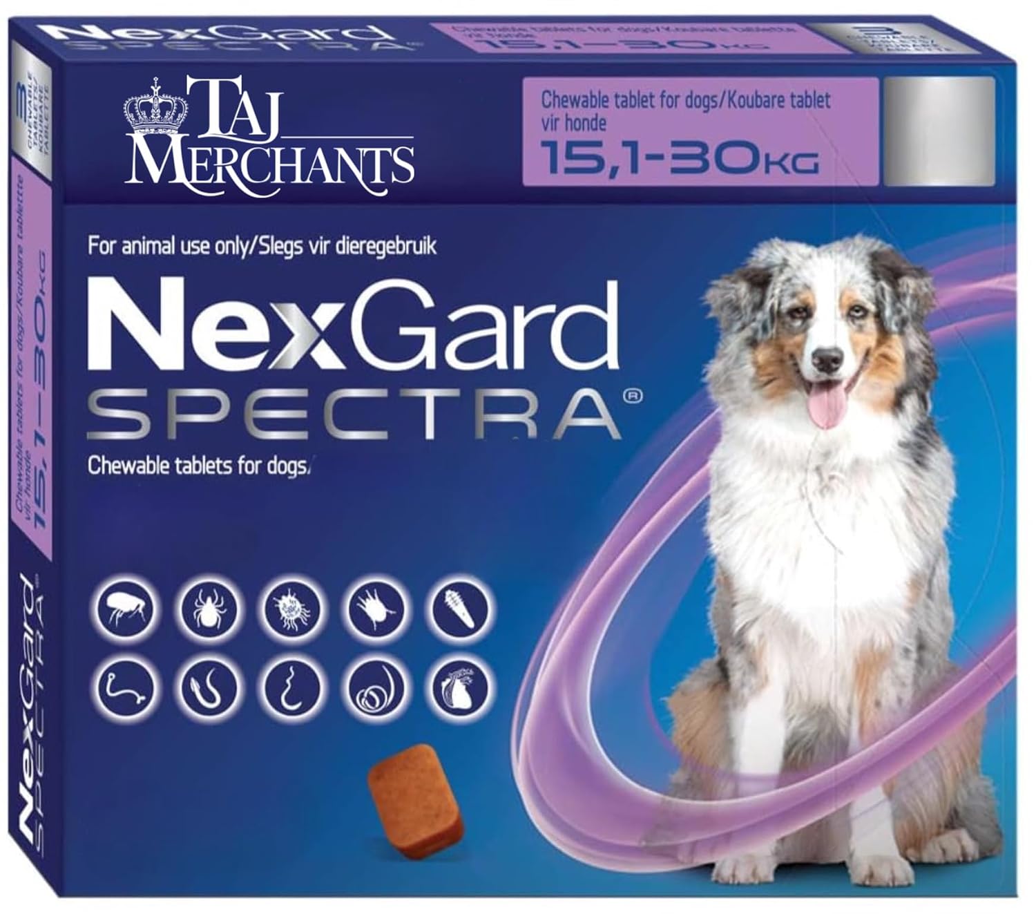 SPECTRA FOR DOGS 15–30 KG (Afoxolaner + Milbemycin Oxime) - 3 Tablet Pack