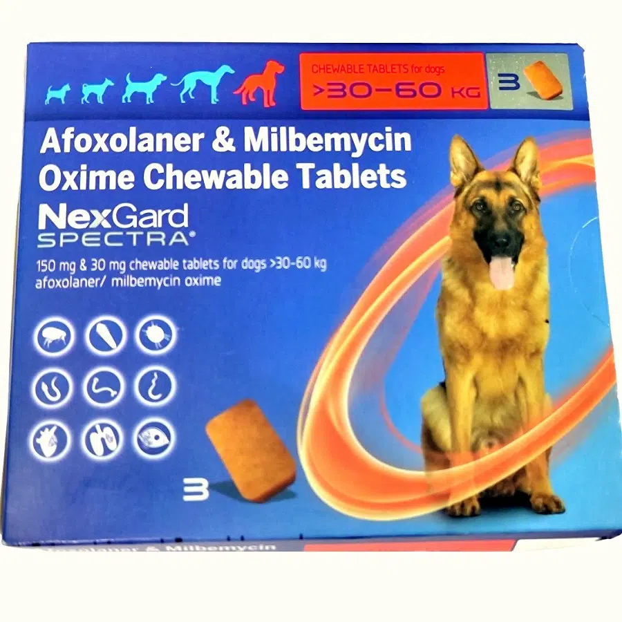 SPECTRA FOR DOGS 30–60 KG (Afoxolaner + Milbemycin Oxime) - 3 Tablet Pack